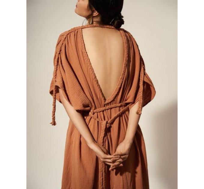 Brown Goddess gauze cotton dress 