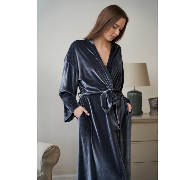 Kimono grey velvet robe 