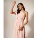 One shoulder pink cotton dress 
