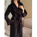 Black viscose robe with ruffles 