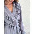 Gray viscose robe with ruffles 