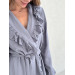 Gray viscose robe with ruffles 