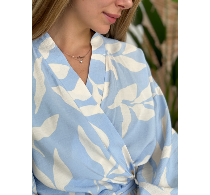 Kimono viscose robe with flowers 