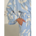 Kimono viscose robe with flowers 