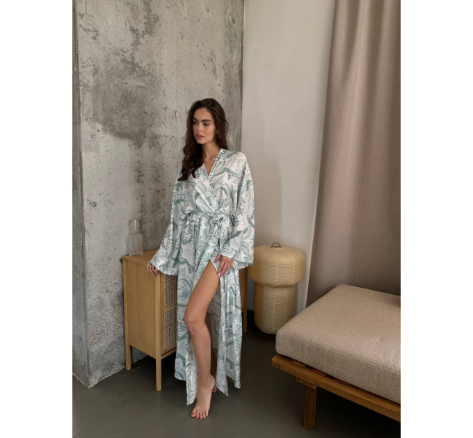 Kimono viscose robe with flowers 