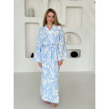 Kimono viscose robe with flowers 