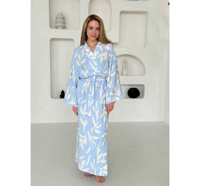 Kimono viscose robe with flowers 