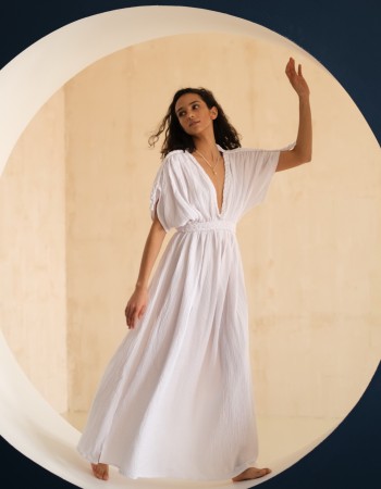 White Goddess gauze cotton dress 