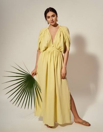 Yellow Goddess gauze cotton dress 